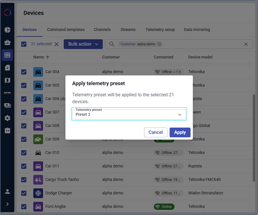 select-telemetry-preset