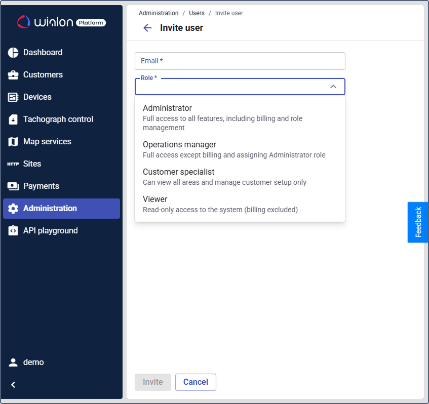 invite user and assign role